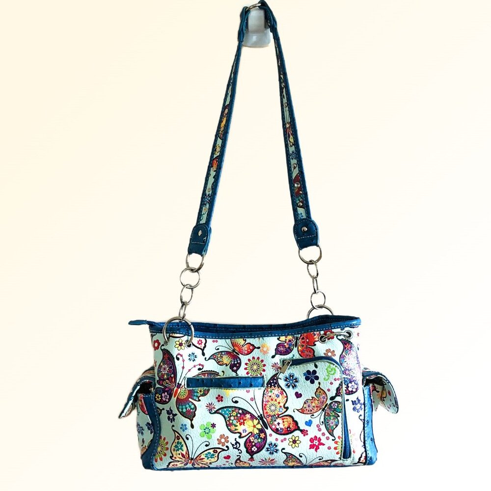 Cowgirl Trendy Butterfly boho western Faux Ostrich Shoulder Bag